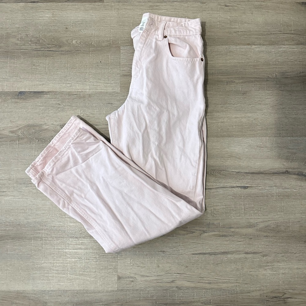 H&M High Rise Wide Leg Jeans Womens 6 Pink 100% Cotton Denim